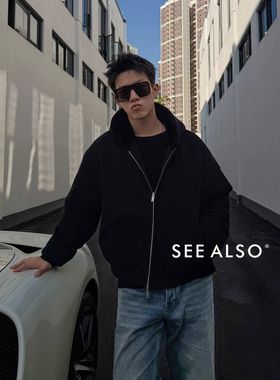 SEEALSO 座山雕二代！复古重磅水洗加厚加绒保暖双面连帽棉服外套