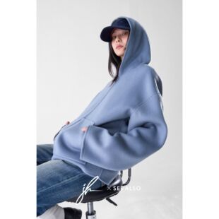 超精纺绵羊毛连帽极简秋冬保暖毛呢夹克外套 JH联名 SEE ALSO