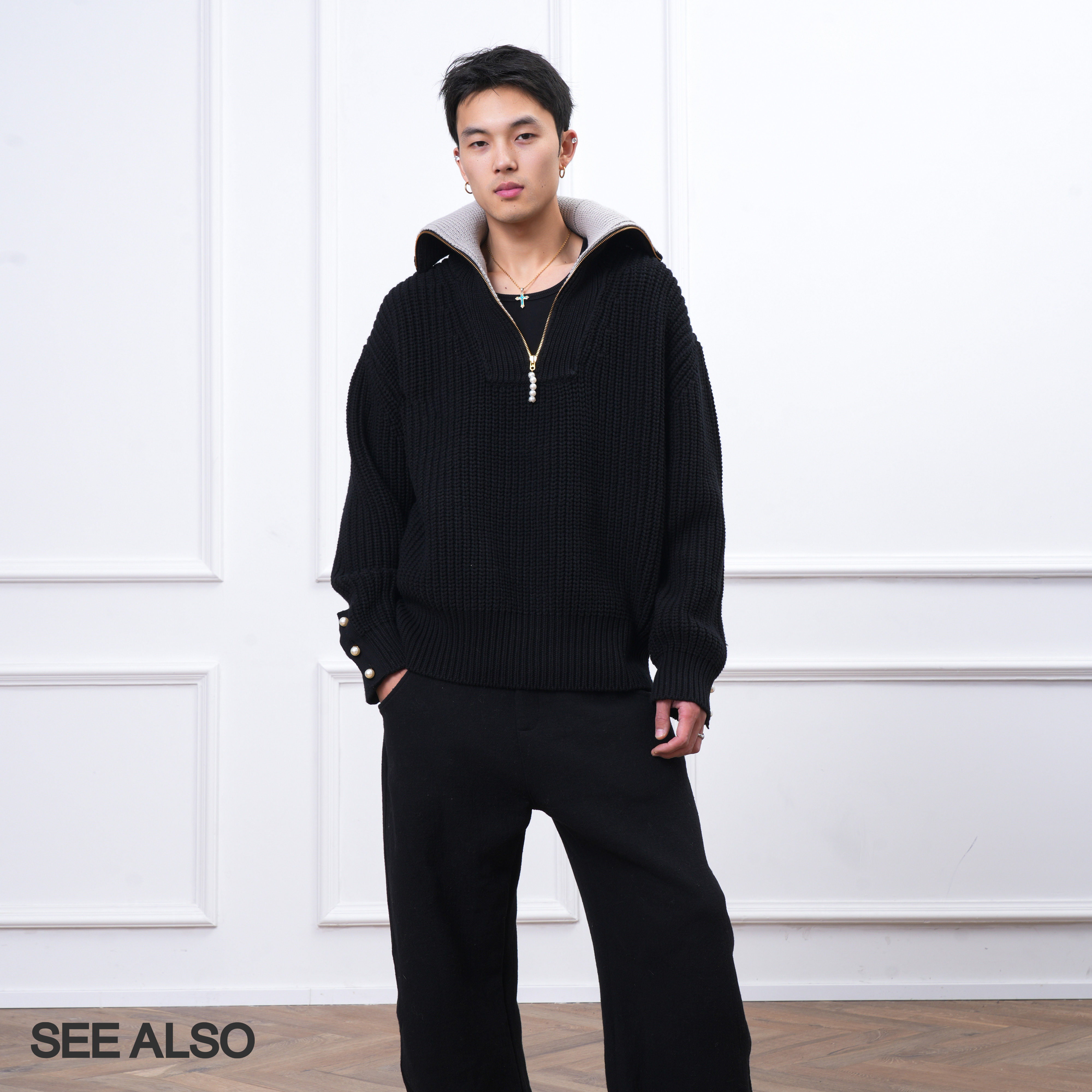 SEE ALSO 25高奢新品飞行胸针针织衫珍珠大翻领慵懒休闲毛衣SA059