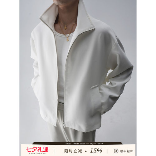 老钱新贵百搭休闲立领夹克外套男