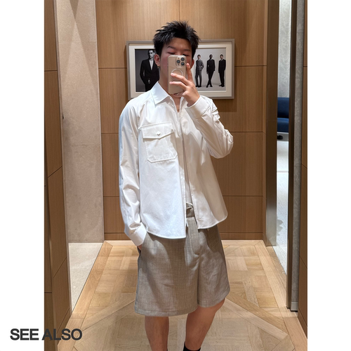双面丝光长绒棉老钱风衬衫夹克男