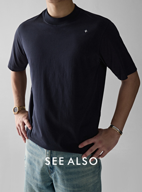 SEE ALSO美式重磅北极星刺绣极简风短袖男女基础休闲情侣T恤SA077