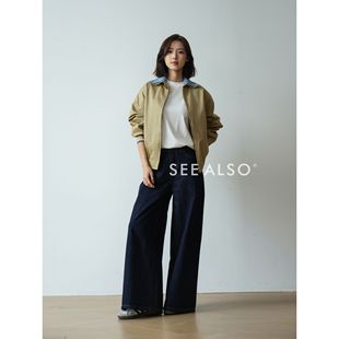 外套 高定miu系哈灵顿假两件夹克老钱风翻领格纹情侣开衫 SEE ALSO