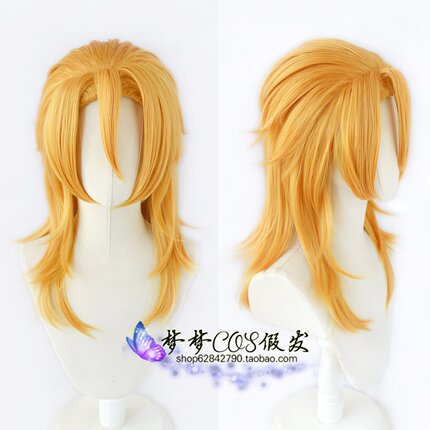 JOJO的奇妙冒险7 迪亚哥 布兰度 亮金色 打毛顶cosplay假发