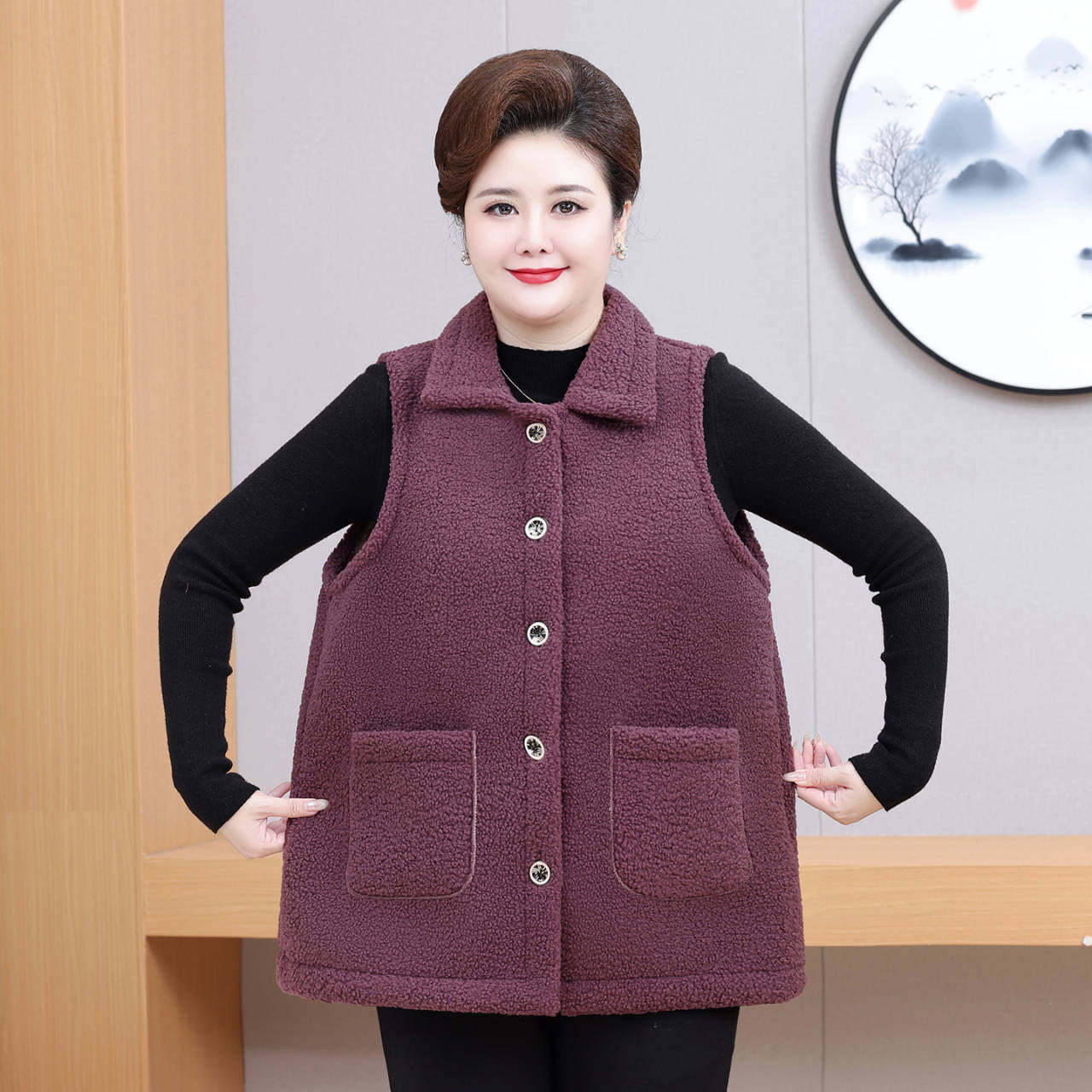 200斤加肥大码奶奶冬装翻领背心胖妈妈中老年加绒马甲老太太女装