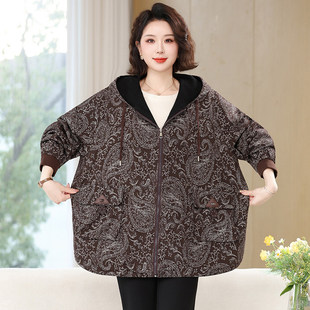 中老年人女装 夹克外套特加肥加大码 奶奶风衣 春秋装 200斤胖妈妈装
