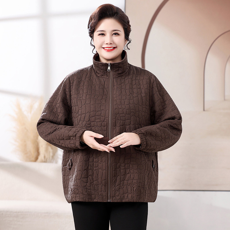 特体中老年胖妈妈春秋季宽松夹克