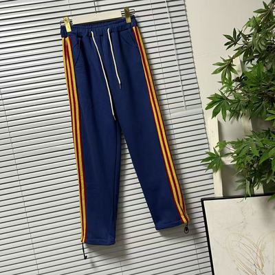 1120-12运动风条纹拼接卫裤宽松抽绳休闲裤百搭直筒长裤