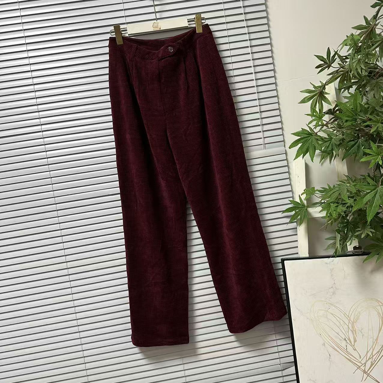 1125-9大牌高货秋冬灯芯绒面感极简风直筒显瘦休闲裤垂坠感裤子