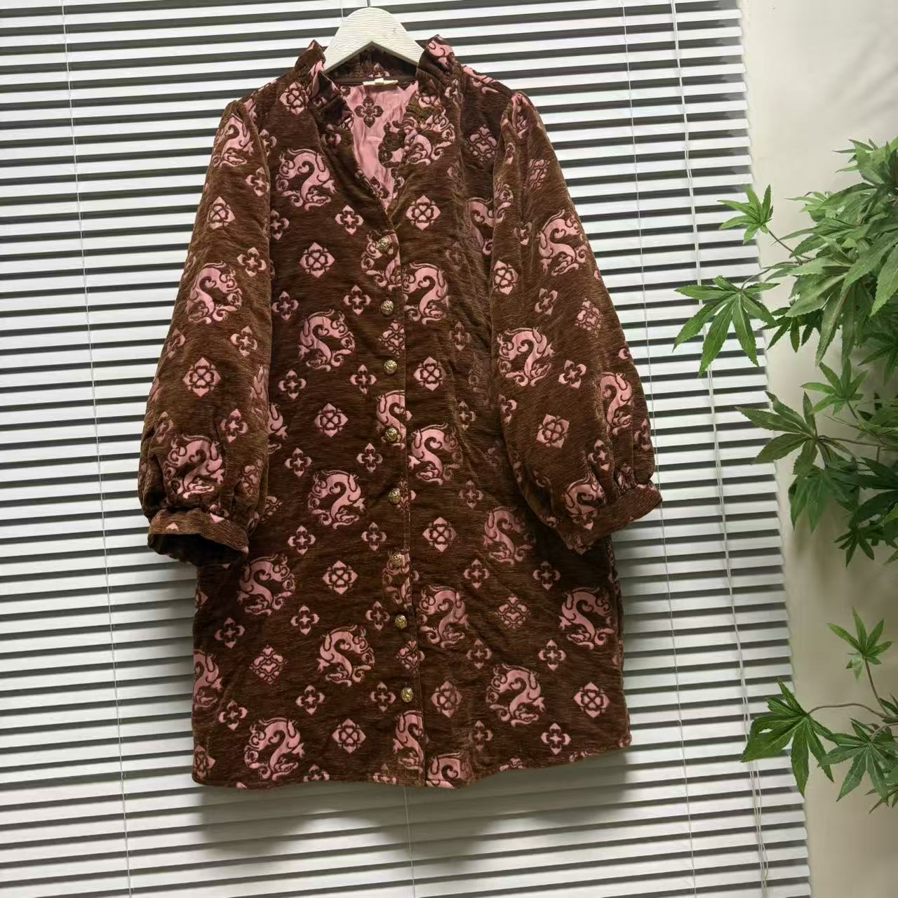0921-14法国单长袖复古连衣裙女装单排扣中长款文艺风精致优雅