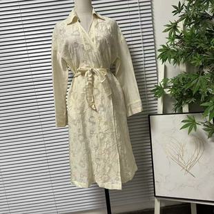 裙绑带收腰款 1219 45外单大牌高级感外套裙单层高工艺衬衫