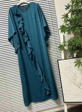 0103-29大牌高货样衣轻奢高级感连衣裙女中袖长款H型裙显瘦气质裙