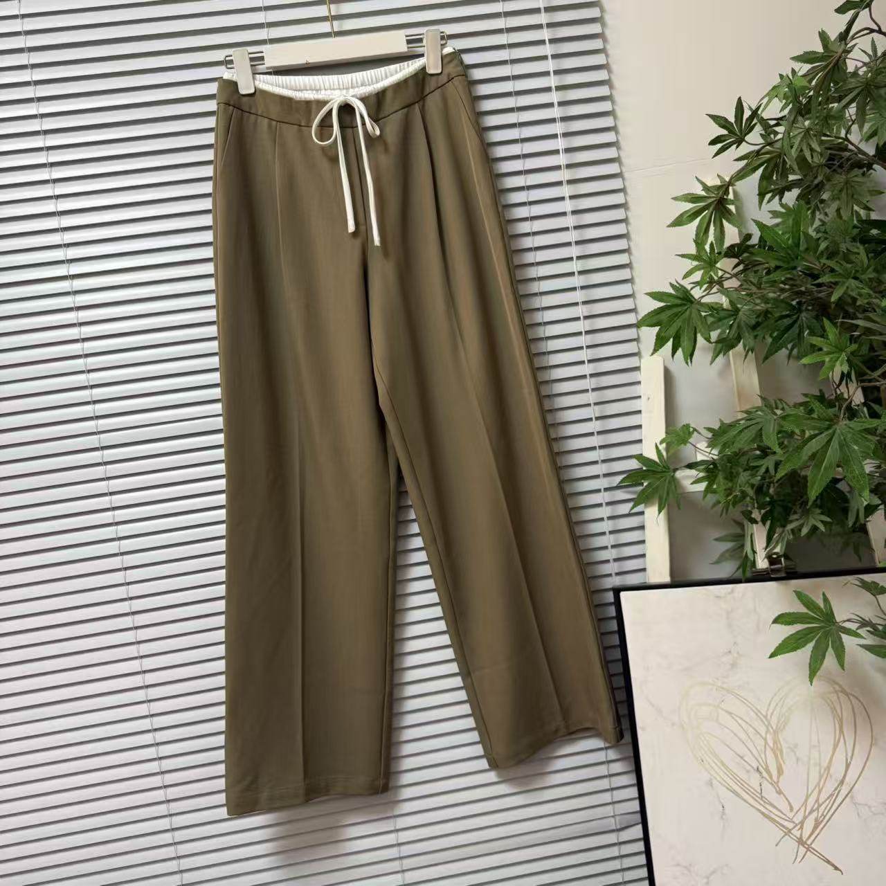 0123-7通勤风高腰直筒裤女抽绳松紧腰显瘦百搭休闲西装长裤,女装/女士精品,西装裤/正装裤,淘宝优惠券,粉丝福利购,淘宝优惠卷