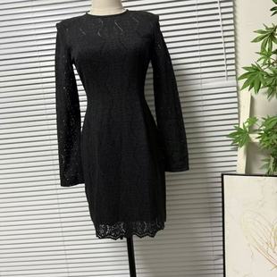 显瘦高级感淑女裙轻奢气质 修身 1203 28黑色蕾丝连衣裙女长袖