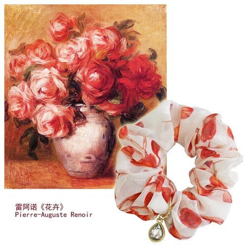 韩版网纱印花大肠发圈