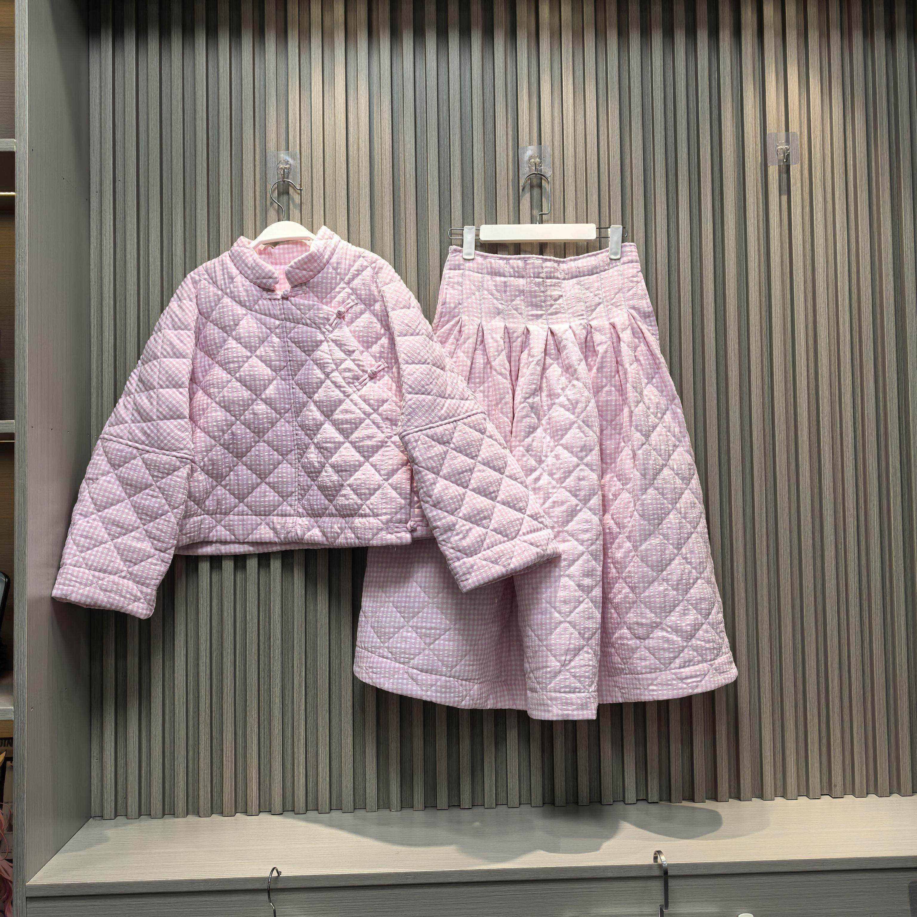 MONA潮流格纹棉衣外套套装