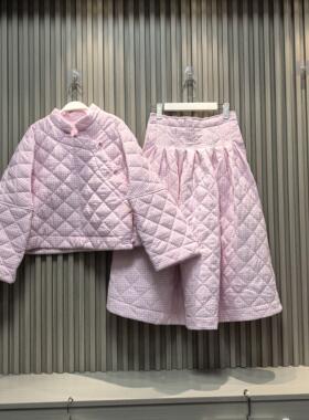 MONA 潮流格纹棉衣外套女小个子 中腰半身裙套装2024冬季新款包包