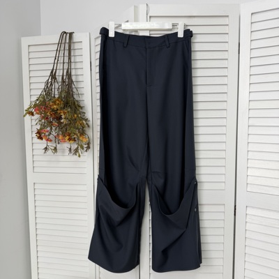 MONA 气质设计感小众宽松 垂感中腰裤子女小个子 2025早秋新款