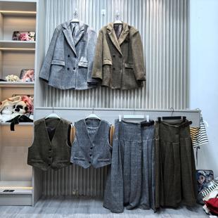 MONA OFFICIAL 丨50羊毛 马甲背心西装上衣外套 中腰半身裙套装女