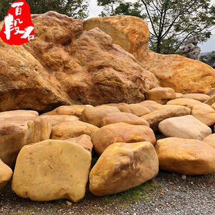 园林景观石天然黄蜡石鱼池假山流水石黄石鹅卵石河卵石天然河底石