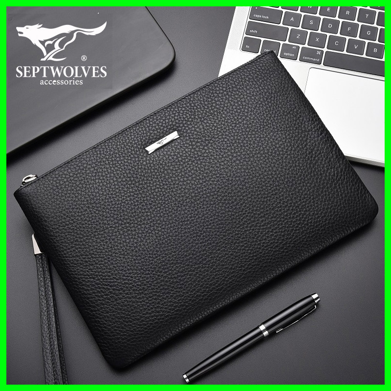 七匹狼手拿包真皮2021年新款手抓包男士手包高端软皮夹包2020时尚