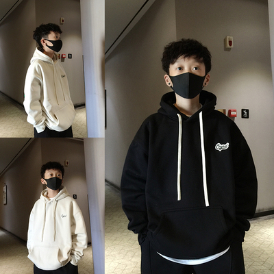 秋冬男童一体绒加绒连帽卫衣