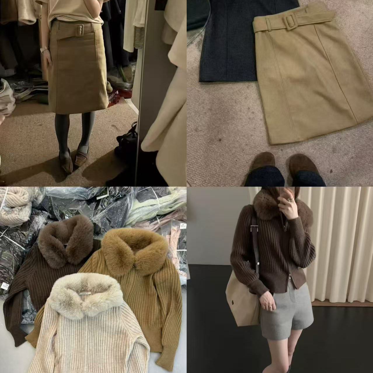 IU ROOM-冬上新韩系纯色百搭半身裙(配腰带)3868