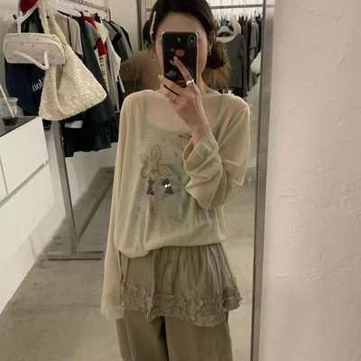 IU ROOM-26夏上新印花圆领百搭长袖T恤1198#