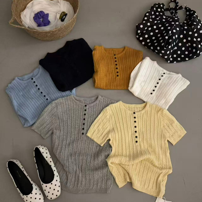 FIFTEEN-26年早春温柔奶油色系修身针织衫98002