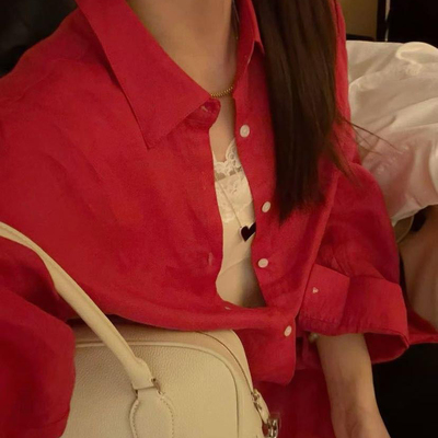 IU ROOM-26年春款棉麻纯色极简休闲衬衫3979