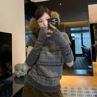 套 配袖 26年早春费尔岛复古百搭针织衫 3895 ROOM