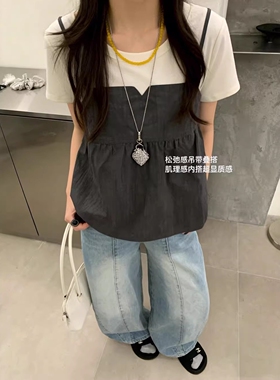 IU ROOM  韩国高品质吊带背心新款韩系宽松气夏季质叠穿上衣5583
