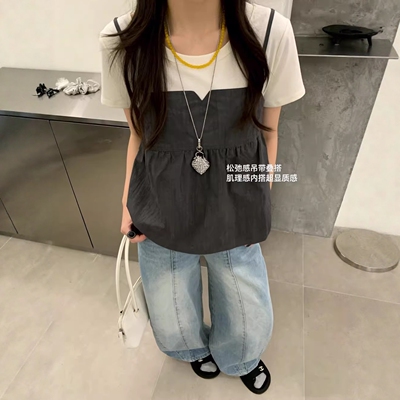 IU ROOM  韩国高品质吊带背心新款韩系宽松气夏季质叠穿上衣5583