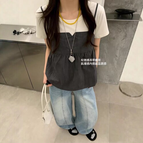 IU ROOM  韩国高品质吊带背心新款韩系宽松气夏季质叠穿上衣5583