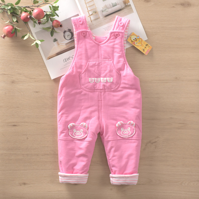美小鸭冬装新宝宝外出服套装6个月1-2岁婴儿背带裤薄棉裤子含棉花