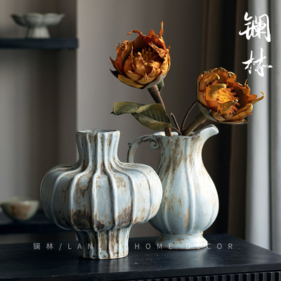 景德镇侘寂禅意粗陶花瓶复古手工