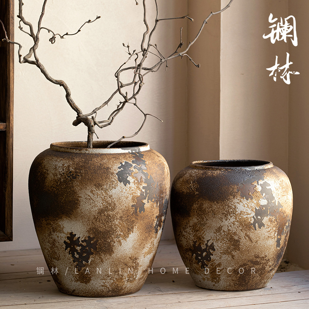 落地陶瓷大花瓶新中式复古粗陶罐