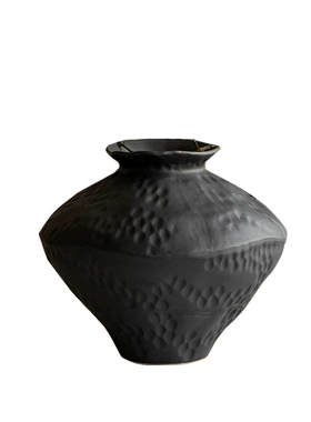侘寂风复古禅意粗陶花瓶