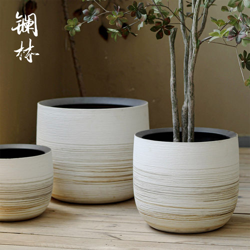 陶瓷大口径阳台带托盘客厅种树盆