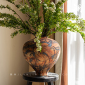 景德镇镧林复古怀旧高端手作大肚花瓶高级感陶艺空间设计敦煌古迹