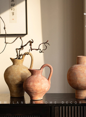 景德镇侘寂风陶瓷花瓶室内新中式陶艺装饰客厅玄关电视柜民宿赤华