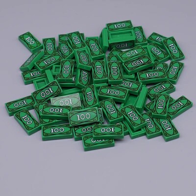 兼容国产积木3069bpx7零件钱100美元钞票美金dollar人仔道具玩具