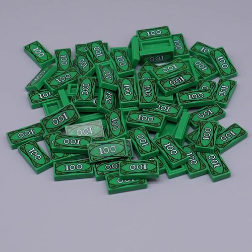 兼容国产积木3069bpx7零件钱100美元钞票美金dollar人仔道具玩具