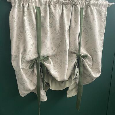 湛蓝窗帘气球帘美式花卉厨房帘