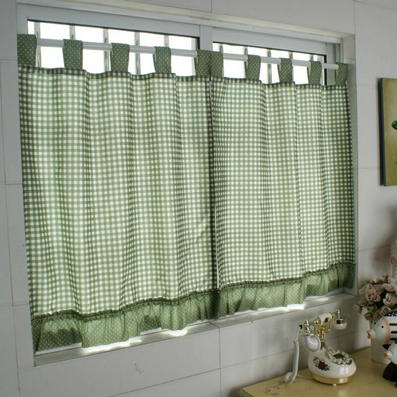 湛蓝新品厨房布艺简易短窗帘布帘隔断帘厕所小窗户小窗帘半帘