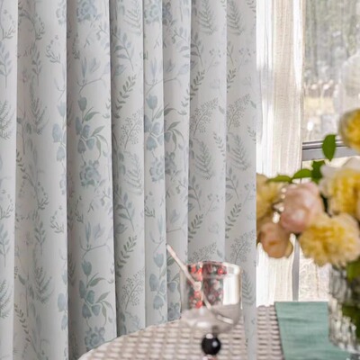 原创布艺清新绿成品窗帘