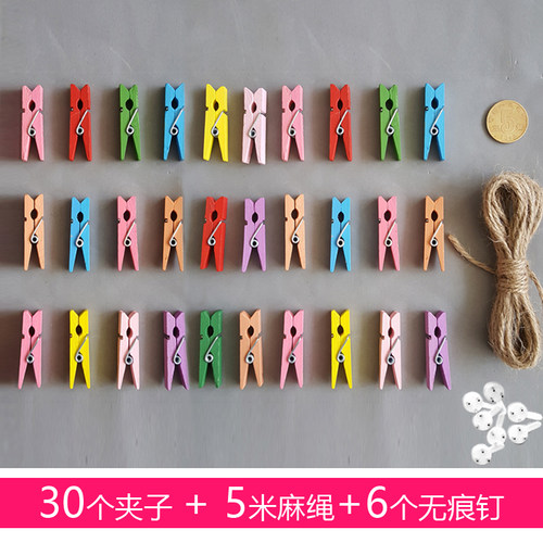 照片墙小木夹创意生活室内装饰