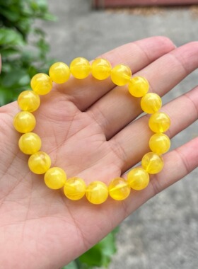 天然二代蜜蜡手串金绞蜜手链圆珠鸡油黄金绞蜜琥珀单圈男女款59