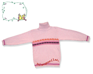 儿童全羊毛衫中大童提花两领翻毛衣套头衫冬季高领保暖针织毛线衫