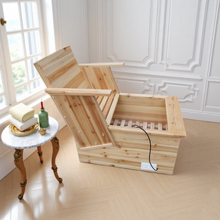 实木取暖器家用低功率办公室速热烘脚烤火器火桶暖脚神器靠背款